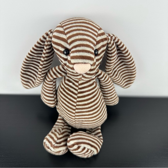 Jellycat Darcy Bunny UK Exclusive Brown Striped Rare Retired Stripes Bashful 12” - Picture 2 of 8
